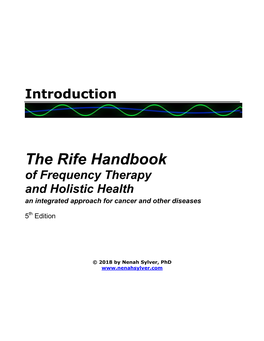 The Rife Handbook of Frequency Therapy and Holistic Health an Integrated Approach for Cancer and Other Diseases