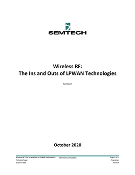 Wireless RF: the Ins and Outs of LPWAN Technologies