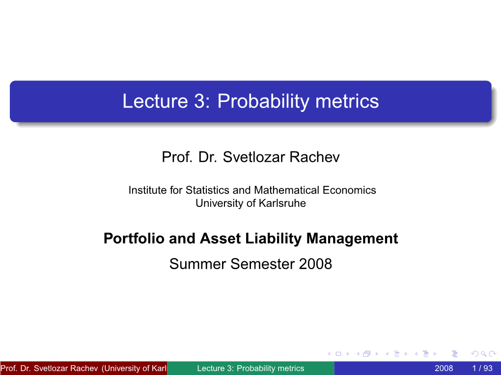 Lecture 3: Probability Metrics