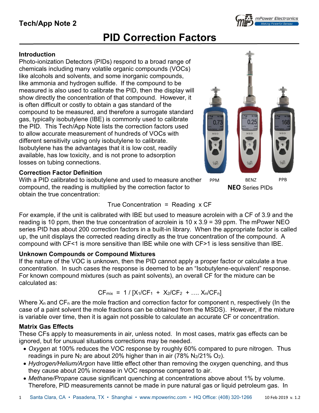 Tech Note 2 – PID Correction Factors