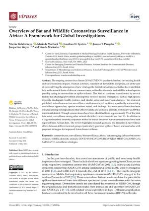 Overview of Bat and Wildlife Coronavirus Surveillance in Africa: a Framework for Global Investigations