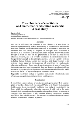 The Coherence of Enactivism and Mathematics Education Research: a Case Study