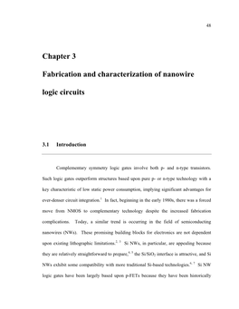 Chapter 3 Fabrication and Characterization of Nanowire Logic