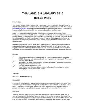 Thailand: 2-9 January 2010