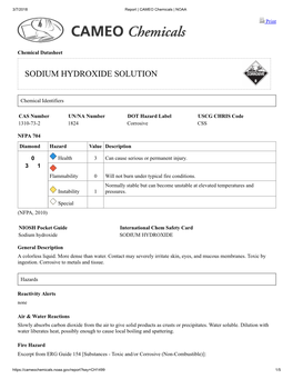 Sodium Hydroxide, Solution (Material Safety Data Sheet)