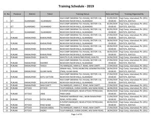 Training Schedule - 2019