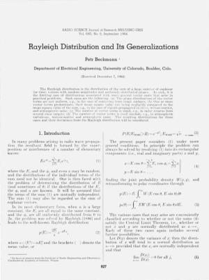 Rayleigh Distribution and Its Generalizations