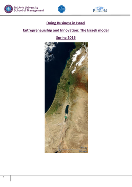 Ing Business in Israel Entrepreneurship and Innovation: the Israeli Model Spring 2016