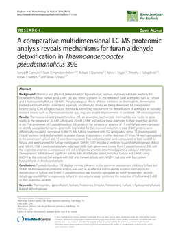 A Comparative Multidimensional LC-MS Proteomic Analysis Reveals