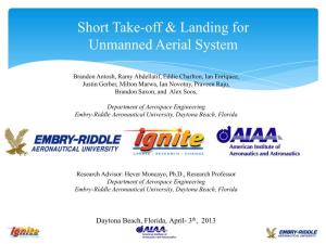 Short Take-Off and Landing for Unmanned Aerial System