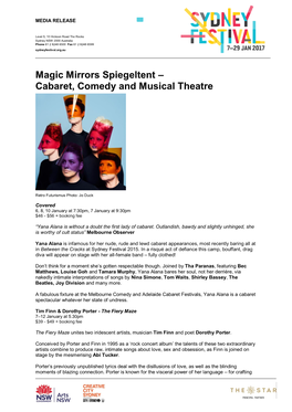 Magic Mirrors Spiegeltent – Cabaret, Comedy and Musical Theatre