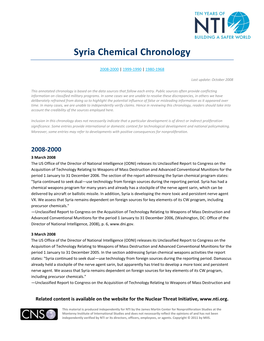 Syria Chemical Chronology