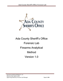 Ada County Sheriff's Office Forensic Lab Firearms Analytical Method