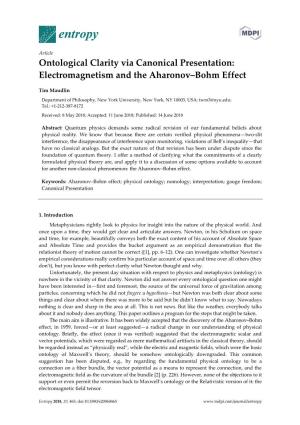 Ontological Clarity Via Canonical Presentation: Electromagnetism and the Aharonov–Bohm Effect