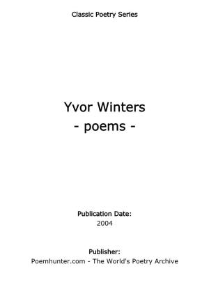 Yvor Winters - Poems