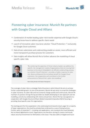 Pioneering Cyber Insurance: Munich Re Partners with Google Cloud and Allianz