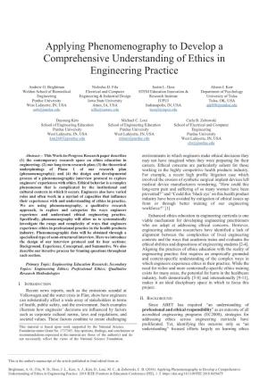 Applying Phenomenography to Develop a Comprehensive Understanding of Ethics In