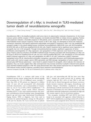 Downregulation of C-Myc Is Involved in TLR3-Mediated Tumor Death Of