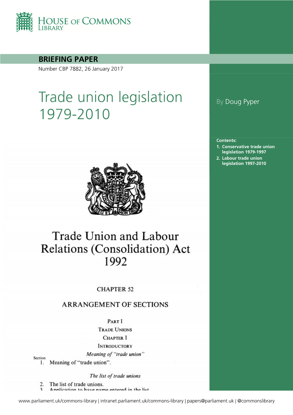 Trade Union Legislation 1979-2010