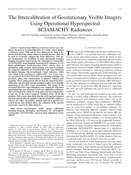 The Intercalibration of Geostationary Visible Imagers Using Operational Hyperspectral SCIAMACHY Radiances David R