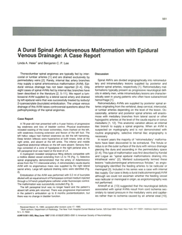 A Dural Spinal Arteriovenous Malformation with Epidural Venous Drainage: a Case Report