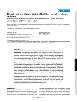 The Gain and Loss of Genes During 600 Million Years of Vertebrate Evolution