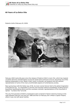 60 Years of La Dolce Vita Published on Iitaly.Org (