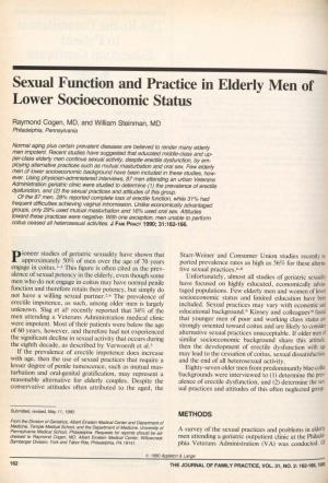 Sexual Function and Practice in Elderly Men of Lower Socioeconomic Status