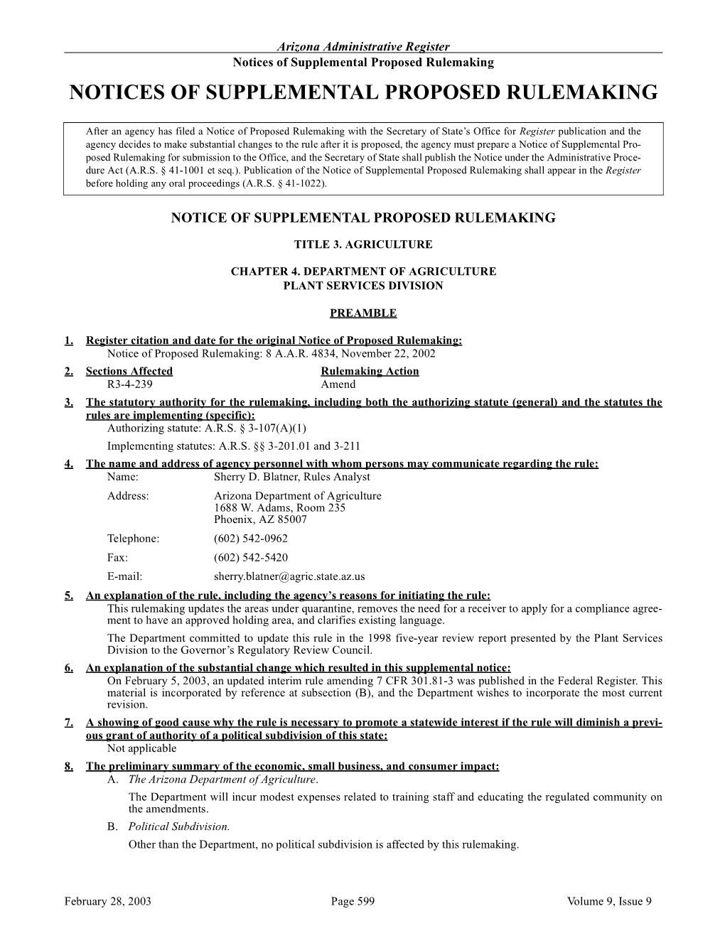 Notices of Supplemental Proposed Rulemaking NOTICES of SUPPLEMENTAL PROPOSED RULEMAKING