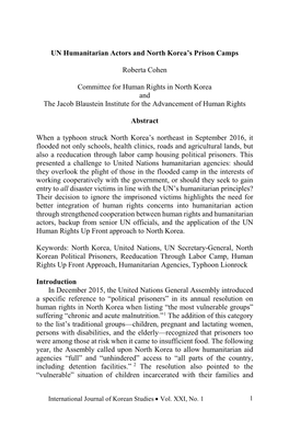 UN Humanitarian Actors and North Korea's Prison Camps