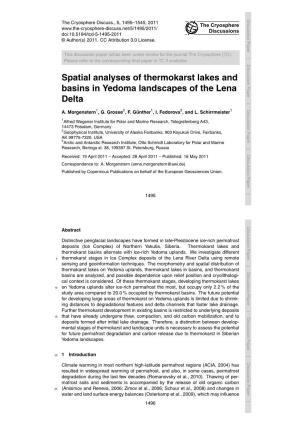 Spatial Analyses of Thermokarst Lakes and Basins in Yedoma Landscapes of the Lena Delta