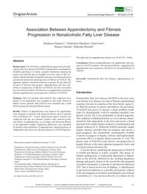 Association Between Appendectomy and Fibrosis Progression in Nonalcoholic Fatty Liver Disease