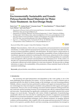 Environmentally Sustainable and Ecosafe Polysaccharide-Based Materials for Water Nano-Treatment: an Eco-Design Study