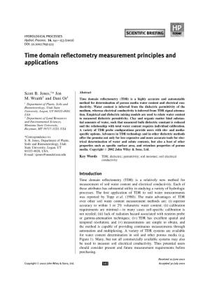 Time Domain Reflectometry Measurement Principles and Applications