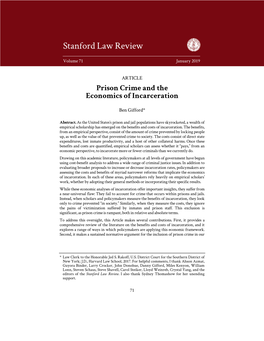 Prison Crime and the Economics of Incarceration