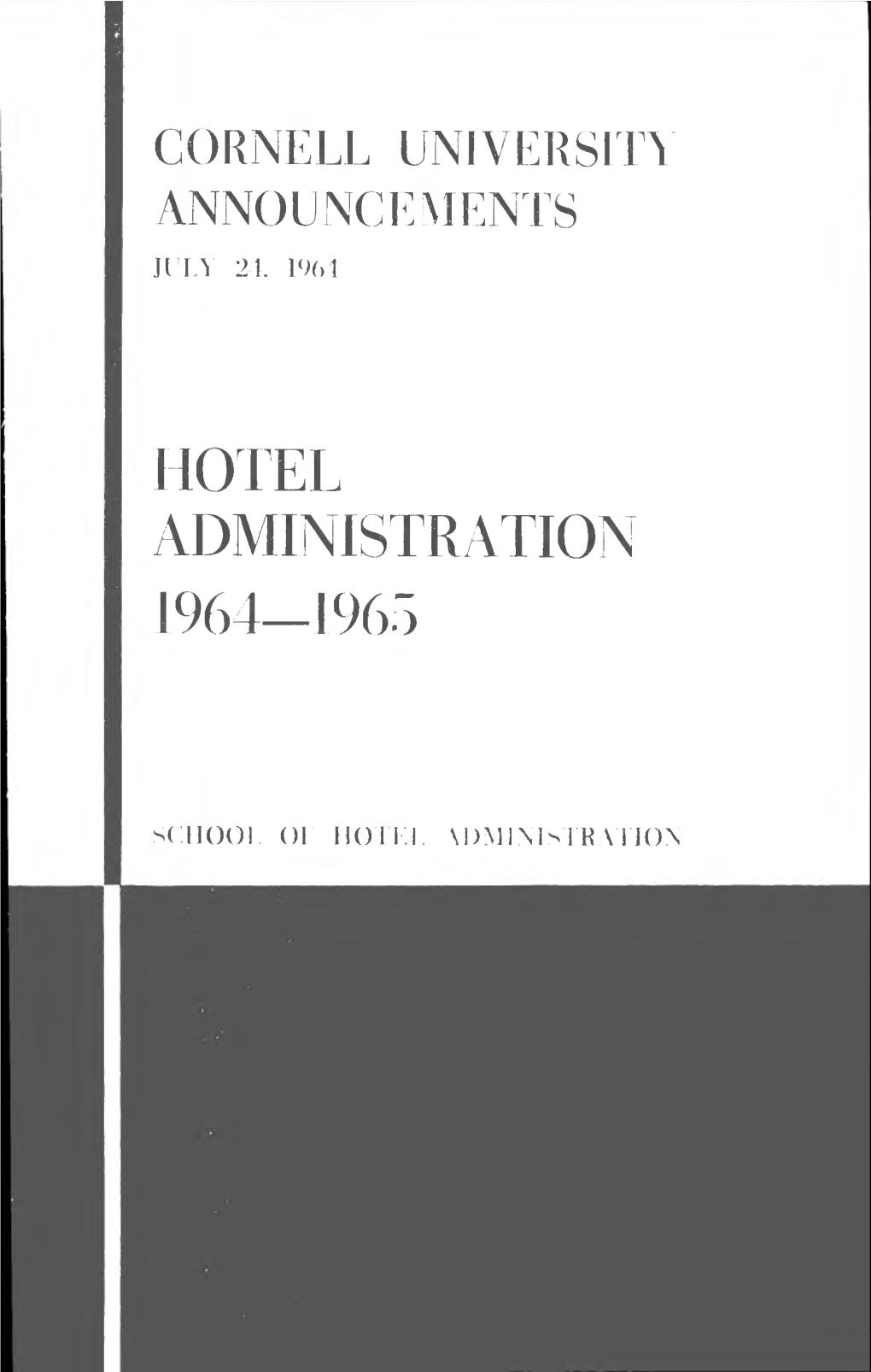 Hotel Administration 1964-1965