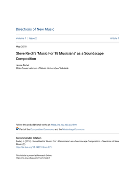 Steve Reich's 'Music for 18 Musicians'