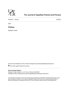 The Journal of Appellate Practice and Process Preface