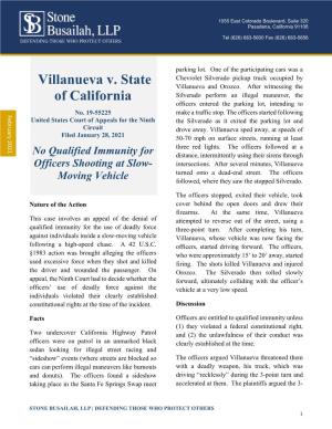 Villanueva V. State of California -No QI for Cops