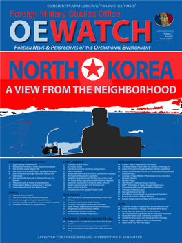 WATCH October 2017 Foreign News & Perspectives of the Operational Environment NORTH KOREA a VIEW from the NEIGHBORHOOD