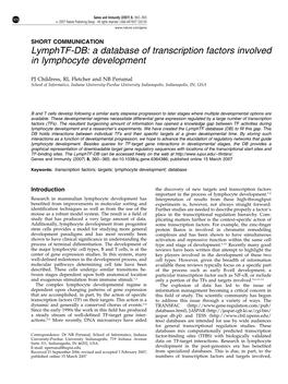 A Database of Transcription Factors Involved in Lymphocyte Development