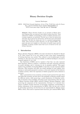 Binary Decision Graphs