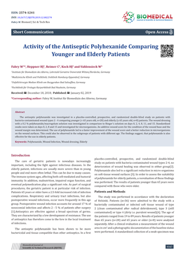 Activity of the Antiseptic Polyhexanide Comparing Younger and Elderly Patients