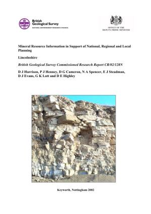 Mineral Resources Report for Lincolnshire