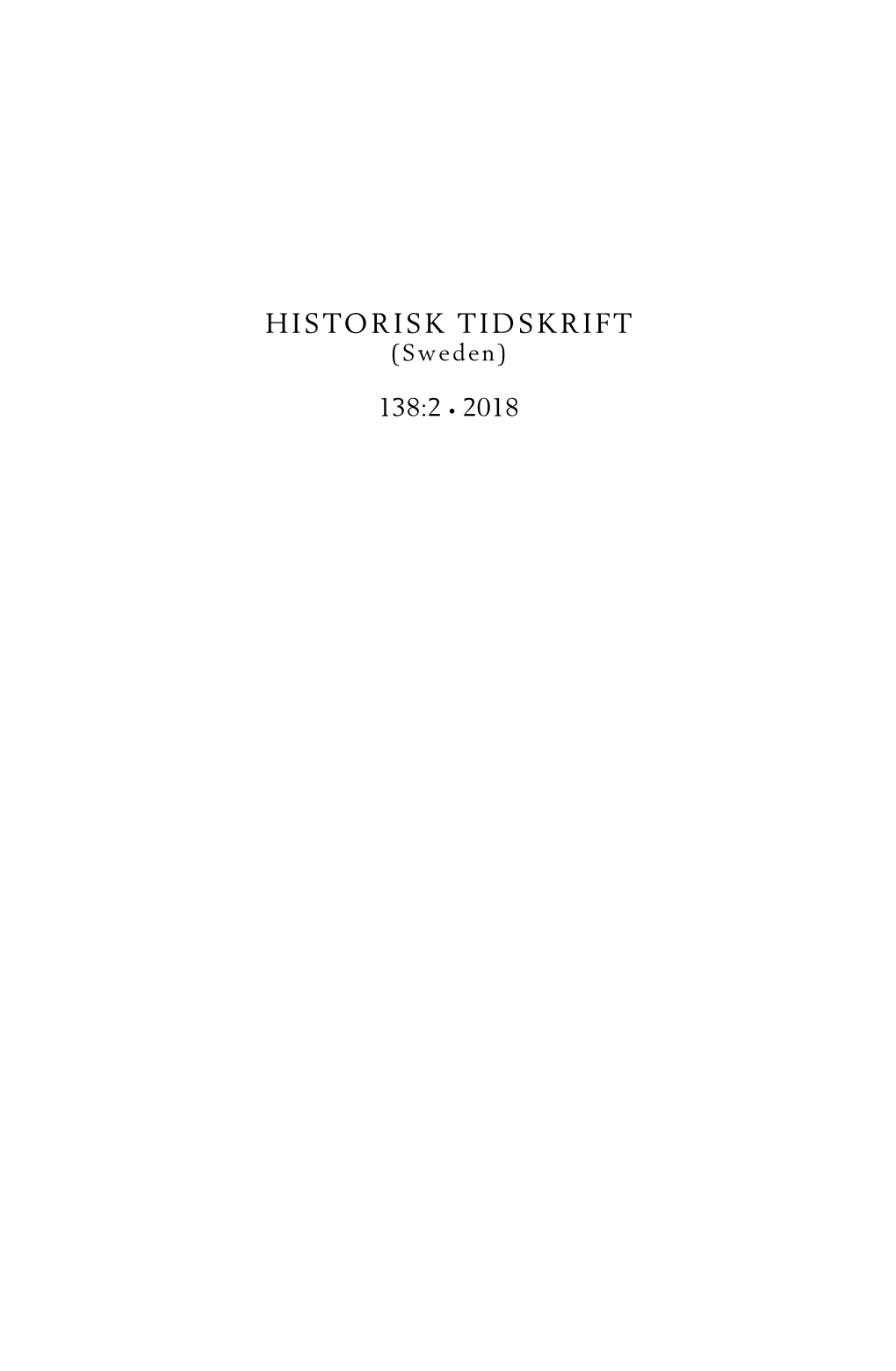 HISTORISK TIDSKRIFT (Sweden)