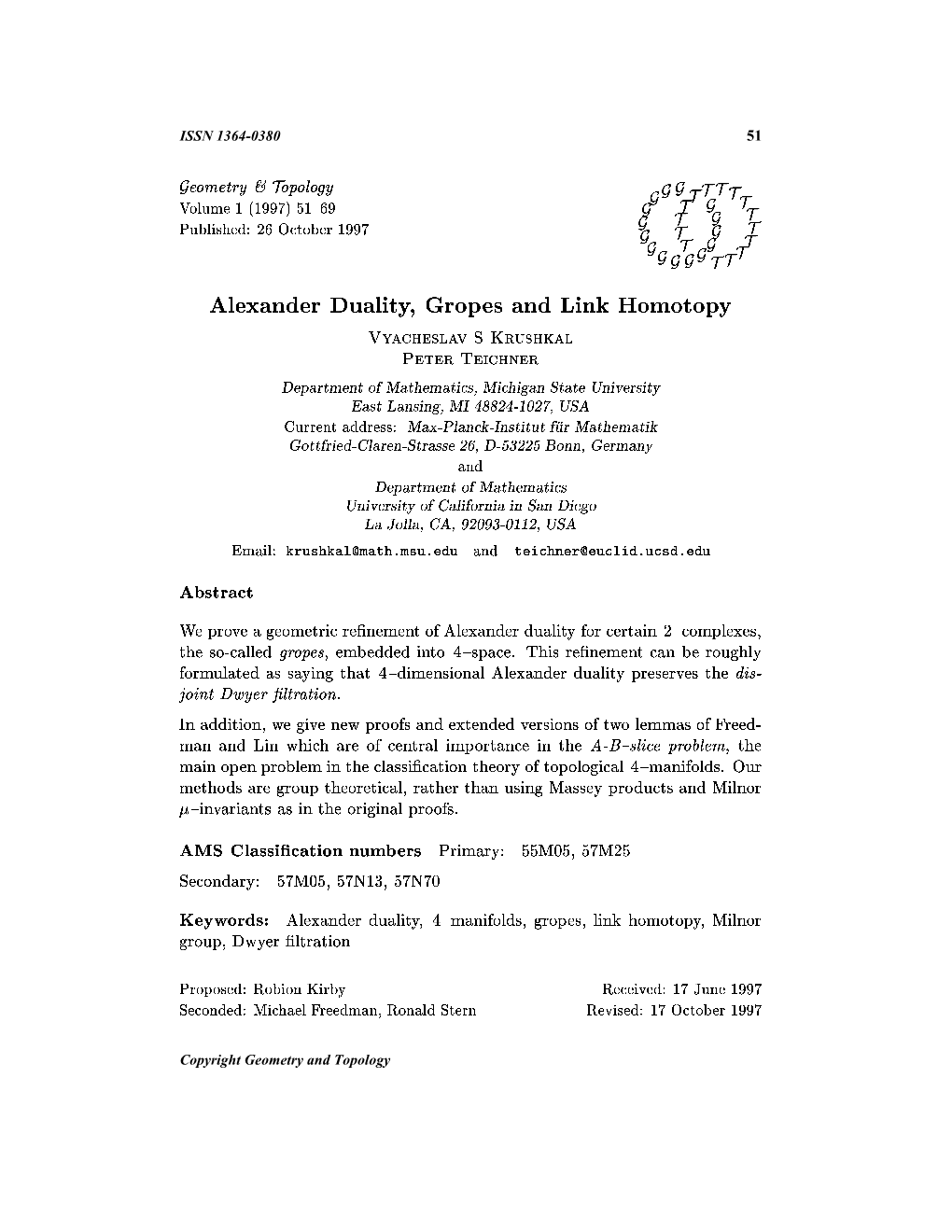 Alexander Duality, Gropes and Link Homotopy 53