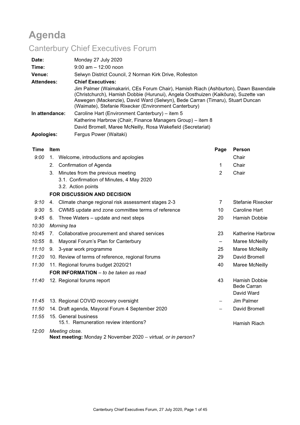 Chief Executives Forum Agenda Jul 2020