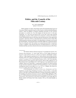 Politics and the Councils of the Fifteenth Century