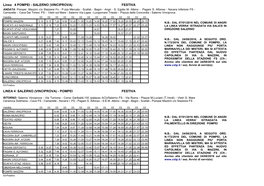 Linea 4 POMPEI - SALERNO (VINCIPROVA) FESTIVA ANDATA: Pompei Mazzini C/O Stazione Fs - P.Zza Mercato - Scafati - Bagni - Angri - S
