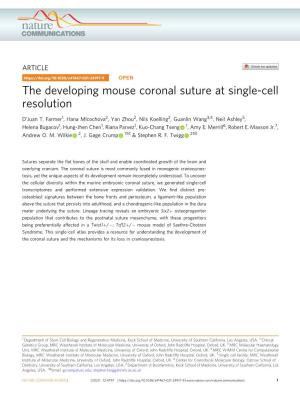The Developing Mouse Coronal Suture at Single-Cell Resolution